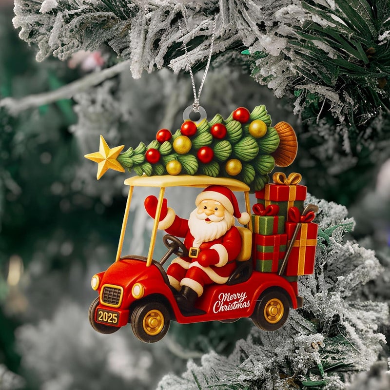 NELXI Golf Cart Ornament, Santa Ornaments for Christmas Tree 2025, Funny Golf Ornaments for Christmas Tree, Unique Holiday Decoration for Golf Lovers, Christmas Golf Decor, Gift Idea for Golfer - Image 2